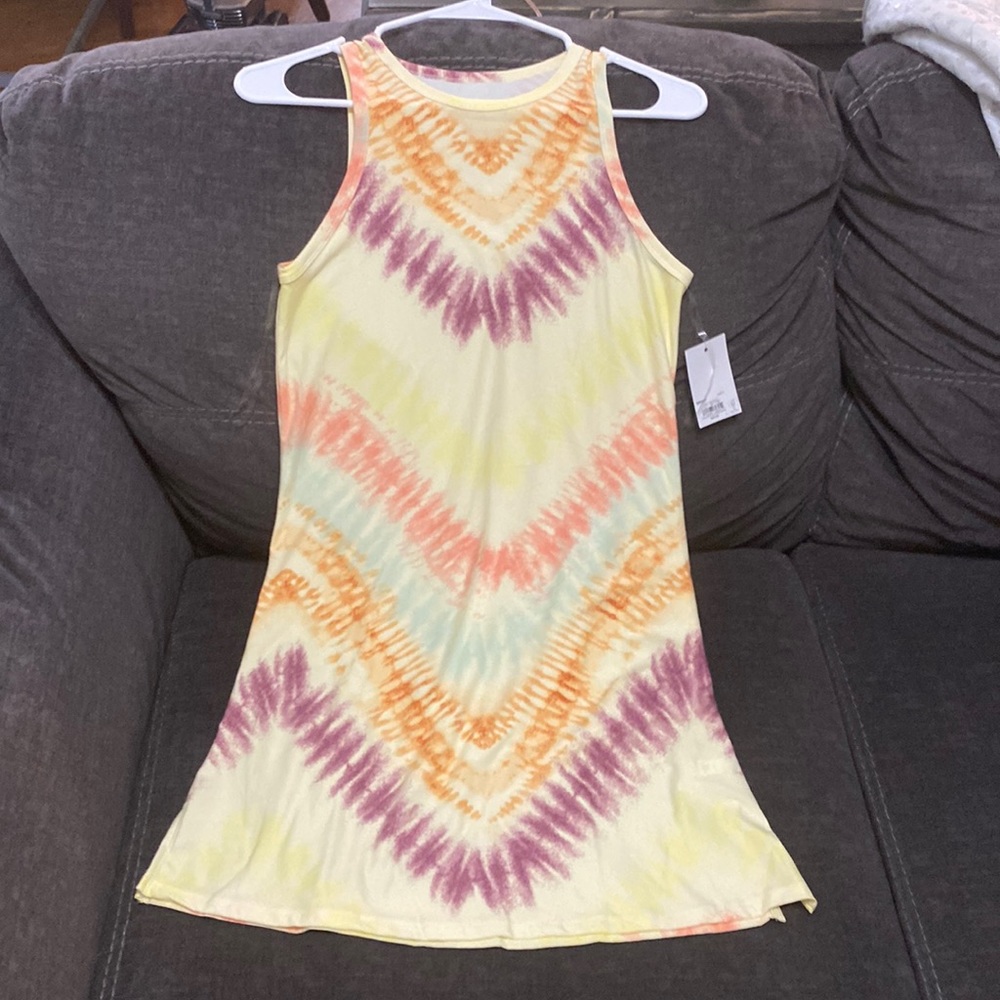 Bright and colorful knee-length tank-dress